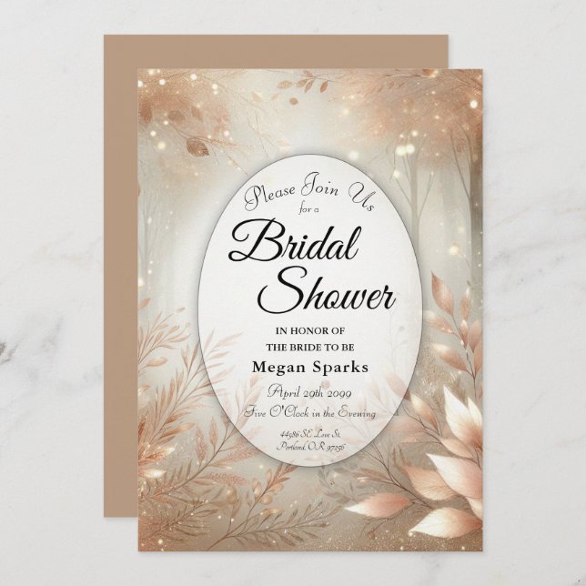 Invitación Dorado Rosewood Encantado Selva Británica Ducha (Anverso / Reverso)