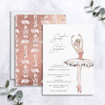 Invitación Dorado Rubor Rosa Ballerina de Oro Dulce 16 Cumple<br><div class="desc">Moderna, minimalista y elegante, esta invitación al cumpleaños Sweet 16 Ballerina incluye un ilustracion de balerina glam con textura de brillantes dorados subió, en una invitación a la tipografía en blanco y negro. En la parte trasera de la invitación se encuentra el shimmer dorado rosa, con un motivo de zapatos...</div>