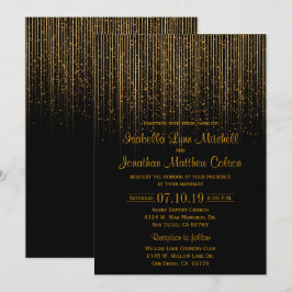 Invitación Dorado Star Shower y diseño de Boda negro