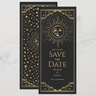 Invitación Dorado Sun y MoonTarot Card Guardar la fecha