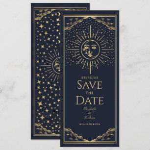 Invitación Dorado Sun y MoonTarot Card Guardar la fecha