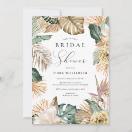 Invitación Dorado Tropical Palm Beach Bridal Shower