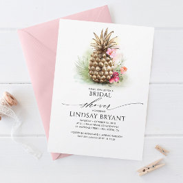 Invitación Dorado Tropical Pineapple Beach Floral Bridal Show