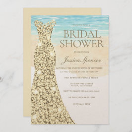 Invitación Dorado Vestido Beachy Bridal Shower