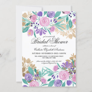 Invitación Dorado Violeta Rosa Floral acuática Británica Duch