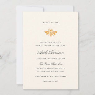 Invitación Dorado Watercolor Bee Bridal Shower