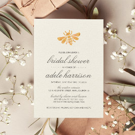 Invitación Dorado Watercolor Bee Bridal Shower