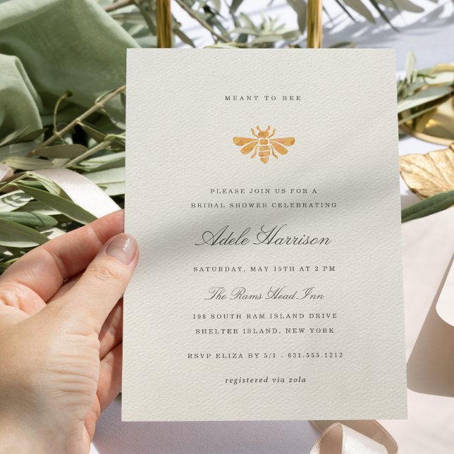 Invitación Dorado Watercolor Bee Bridal Shower (Subido por el creador)