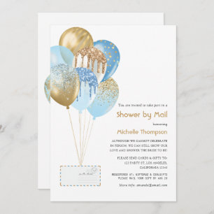 Invitación Dorado y Blue Baby o Brien Shower por correo