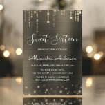 Invitación Dorado y dulce negro Dieciséis cumpleaños<br><div class="desc">Dorado y Black Sparkle String luces dulces Dieciséis cumpleaños invitan a un elegante cumpleaños . Esta es la invitación de 16 cumpleaños perfecta para una elegante fiesta de cumpleaños. Póngase en contacto con el diseñador para que coincida con los elementos personalizados.</div>