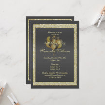 Dorado y negro, Purpurina y globos Cumpleaños