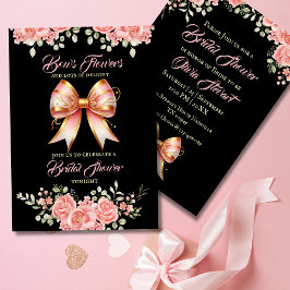 Invitación Dorado y rosa floral en la ducha de novias
