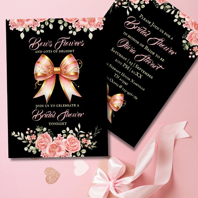 Invitación Dorado y rosa floral en la ducha de novias (Subido por el creador)