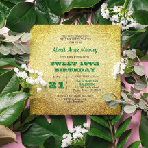 Dorado y verde esmeralda dulce 16