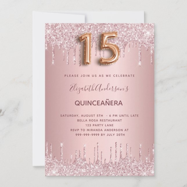 Invitación Dormilones rosados de Quinceanera (Anverso)