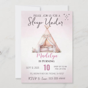 Invitación Dormir Bajo El Boho Teepee Sleepover Tarde