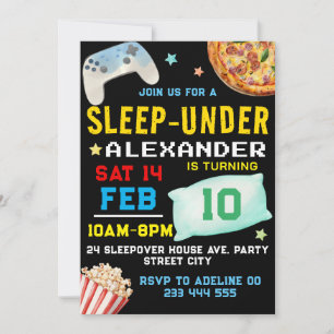 Invitación Dormir Bajo La Sleepover Boy Más Tarde Por El Cump