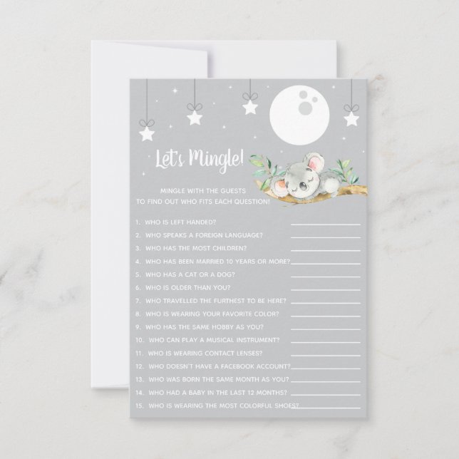 Invitación Dormir el juego de Baby Shower de Koala ¡Hagamos t (Anverso)