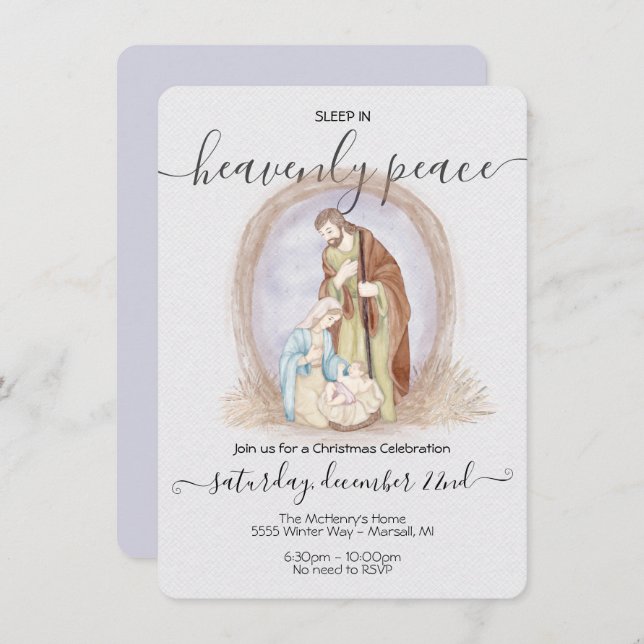 Invitación Dormir en los Navidades de la Natividad de la Paz  (Anverso / Reverso)