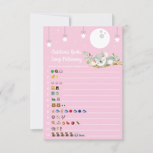 Invitación Dormir la Emoji del juego de Baby Shower de Koala  (Anverso)