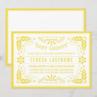 Dormitorio amarillo, blanco, papel picado, ducha d