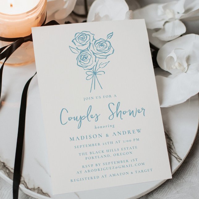 Invitación Dormitorio azul de la mano para las parejas con du (Subido por el creador)