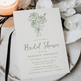 Invitación Dormitorio de rosa verde dibujado a mano