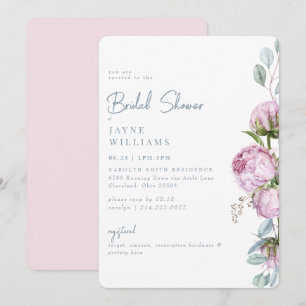 Invitación Dormitorio floral de color rosa elegante