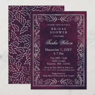 Invitación Dormitorio marrón de invierno púrpura plateado
