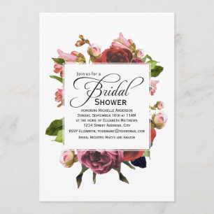 Invitación Dormitorio rosa Bouquet Floral Bridal