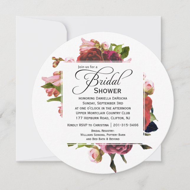Invitación Dormitorio rosa Bouquet Floral Bridal (Anverso)