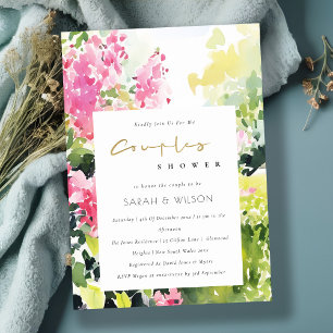 Invitación Dormitorio verde rosa Tropical Bougainvillea Parej