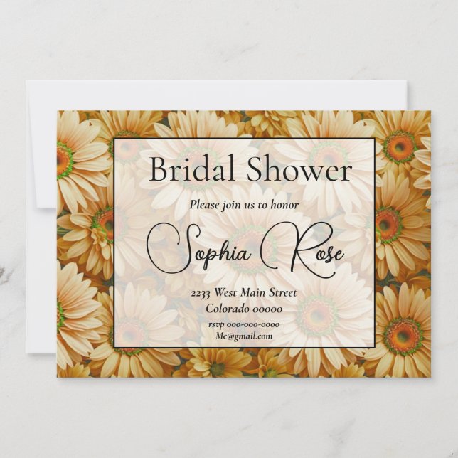 Invitación Dormitorios amarillos de girasol amarillo floral a (Anverso)