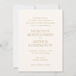 Invitación Dorothy Ivory y Gold Elegant Wedding