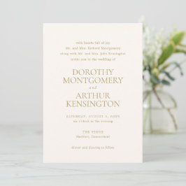 Invitación Dorothy Ivory y Gold Elegant Wedding