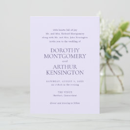Invitación Dorothy Lilac Elegant Wedding