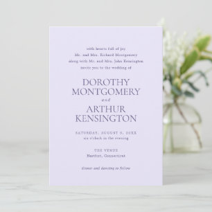 Invitación Dorothy Lilac Elegant Wedding