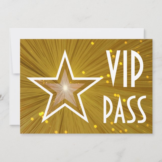 Invitación dorsal blanca horizontal 'VIP PASS' (Anverso)