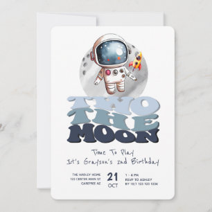 Invitación Dos a la Luna 2do Cumpleaños Astronauta