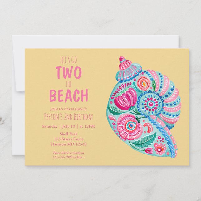 Invitación Dos a la playa Cumpleaños de chicas de verano  (Anverso)