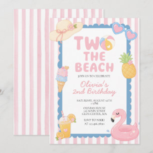 Invitación Dos a la playa Cumpleaños de verano costero 2do