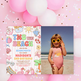 Invitación Dos a la playa cumpleaños de verano segundo Foto d
