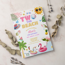 Invitación Dos a la Playa Cumpleaños Tropical de Verano 2 