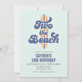 Invitación Dos a la Playa Tabla de Surf Cumpleaños 2