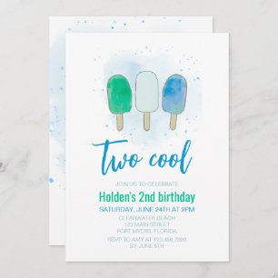 Invitación Dos acuarelas Guay Popsicle Boy Cumpleaños