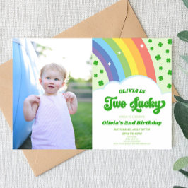 Invitación Dos afortunados Fiestas del segundo cumpleaños de 