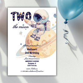 Invitación Dos Al Astronauta Luna Planeta 2do Cumpleaños Mari