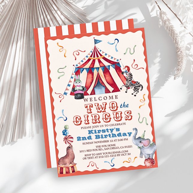 Invitación Dos al Circo Carnaval Carpa Animales Cumpleaños 2 (Subido por el creador)