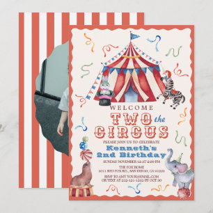 Invitación Dos al Circo Carnaval Carpa Foto Cumpleaños 2
