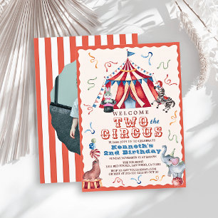 Invitación Dos al Circo Carnaval Carpa Foto Cumpleaños 2